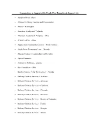 Organizations in Support of the Family First Transition & Support Act