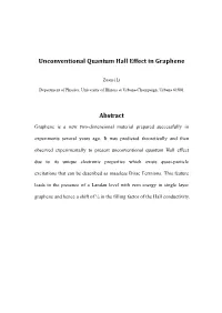 Unconventional Quantum Hall Effect in Graphene Abstract