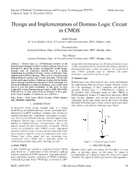 Design and Implementation of Domino Logic Circuit in CMOS