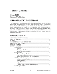 Grove Field Camas, Washington AIRPORT LAYOUT PLAN REPORT