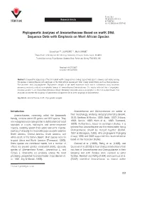 Phylogenetic Analyses of Amaranthaceae Based on Matk DNA Sequence Data with Emphasis on West African Species