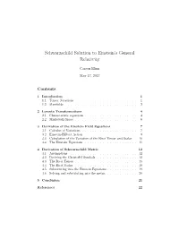 Schwarzschild Solution to Einstein's General Relativity