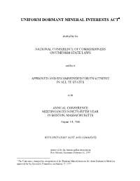 Uniform Dormant Mineral Interests Act