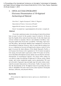 1. OPEN-ACCESS EPIGRAPHY Electronic Dissemination of 3D-Digitized Archaeological Material