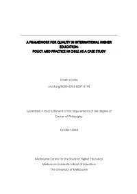 A Framework for Quality in International Higher Education: Policy and Practice in Chile As a Case Study