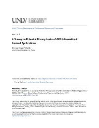 A Survey on Potential Privacy Leaks of GPS Information in Android Applications
