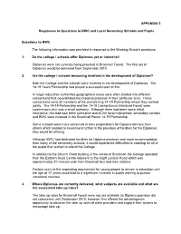 APPENDIX 5 Responses to Questions to BWC and Local Secondary