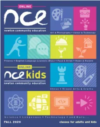 Classes for Adults and Kids Notes Fall 2020