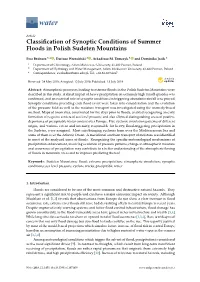 Classification of Synoptic Conditions of Summer Floods in Polish