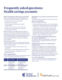 Frequently Asked Questions: Health Savings Accounts