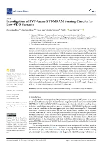 Investigation of PVT-Aware STT-MRAM Sensing Circuits for Low-VDD Scenario