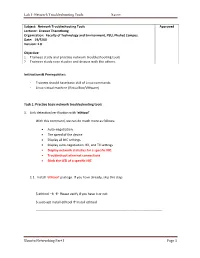 Lab 1: Network Troubleshooting Tools Name