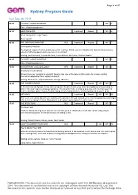 Sydney Program Guide