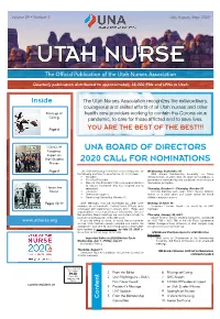 UNA Board of Directors 2020 Call for Nominations Announce Slate of Candidates for Election Via Email to All UNA Members Continued on Page 4