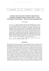 Ecological Characterization of Habitats Colonized by The
