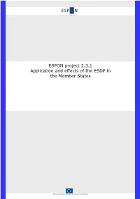 ESPON Project 2.3.1 Application and Effects of the ESDP in the Member States