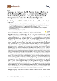 (F, Cl, Br, and I) and S Ratios in Rock-Forming Minerals As