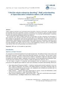 “I Find the Whole Enterprise Daunting”: Staff Understanding of Open Education Initiatives Within a UK University