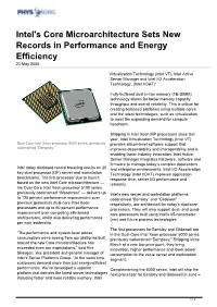 Intel's Core Microarchitecture Sets New Records in Performance and Energy Efficiency 23 May 2006