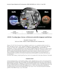 STEM: Teaching Space Science of Extraterrestrial Development and Defense