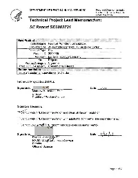 Technical Project Lead Memorandum: SE Report SE0003731