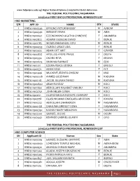 The Federal Polytechnic Nasarawa 2019/2020 First Batch Provisional Admission List Hnd Marketing S/N App