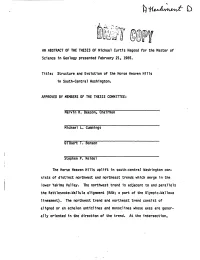 Thesis, "Structure and Evolution of the Horse Heaven Hills in South