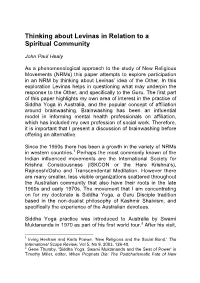 Thinking About Levinas in Relation to a Spiritual Community