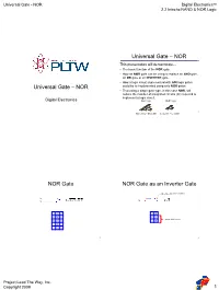Universal Gate - NOR Digital Electronics 2.2 Intro to NAND & NOR Logic