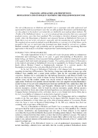 Changing Approaches and Perceptions: Biostatistics and Its Role in Teaching the Stellenbosch Doctor