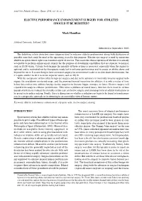 Elective Performance Enhancement Surgery for Athletes: Should It Be Resisted?