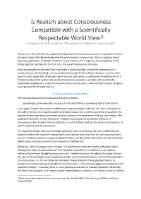 Is Realism About Consciousness Compatible with a Scientifically Respectable World View? a Response to Keith Frankish’S ‘Illusionism As a Theory of Consciousness’