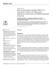 Journal.Pone.0250872 Was at the Forefront in the Development of Risk Communication Strategies