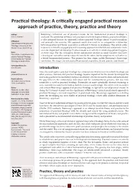 Practical Theology: a Critically Engaged Practical Reason Approach of Practice, Theory, Practice and Theory