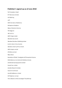 Publisher's Signed up As of June 2018