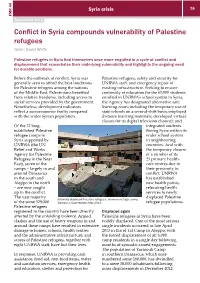 Conflict in Syria Compounds Vulnerability of Palestine Refugees Gavin David White