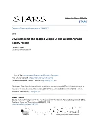 Development of the Tagalog Version of the Western Aphasia Battery-Revised