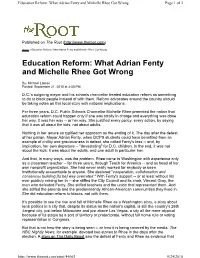 Education Reform: What Adrian Fenty and Michelle Rhee Got Wrong Page 1 of 3