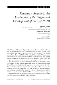 Revising a Standard: an Evaluation of the Origin and Development of the WAIS-III