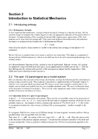 Section 2 Introduction to Statistical Mechanics
