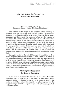 The Function of the Prophets in the United Monarchy