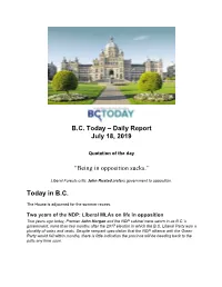 B.C. Today – Daily Report July 18, 2019 “Being In