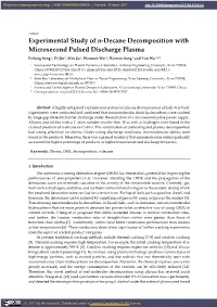 Experimental Study of N-Decane Decomposition with Microsecond Pulsed Discharge Plasma
