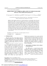 Improvement of Numerical Simulation of Typhoon Rananim (0414) by Using Doppler Radar Data