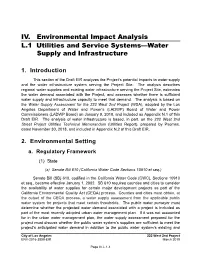 IV. Environmental Impact Analysis L.1 Utilities and Service Systems—Water Supply and Infrastructure