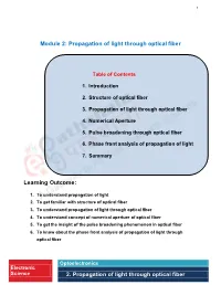 Module 2: Propagation of Light Through Optical Fiber