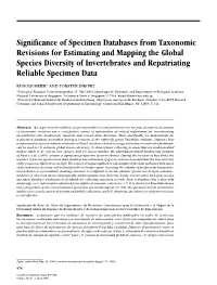 Significance of Specimen Databases from Taxonomic Revisions For