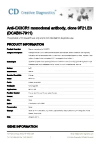 Anti-CX3CR1 Monoclonal Antibody, Clone 9F21.E0 (DCABH-7911) This Product Is for Research Use Only and Is Not Intended for Diagnostic Use