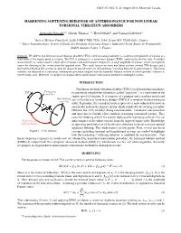 Hardening Softening Behavior of Antiresonance for Non Linear Torsional Vibration Absorbers