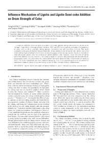 Influence Mechanism of Lignite and Lignite Semi-Coke Addition on Drum Strength of Coke